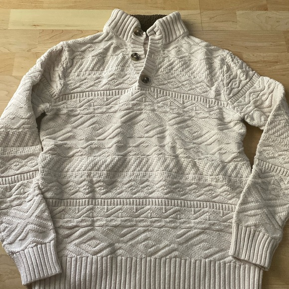Unisex large (16) cream long sleeve sweater with brown buttons - Picture 1 of 4